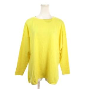 ニット ウール リブ袖 44 黄 イエロー 無地 ラウンドネック 長袖 /AH20 GY61