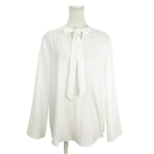 ブラウス L 白 ホワイト リボンタイ 長袖 無地 /AH33 GY61