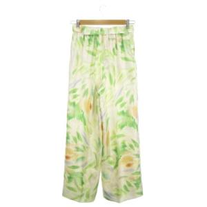 BALLSEY パンツ ワイドストレート 34 緑 グリーン 総柄 ボタニカル柄 ワイド フルレングス /AH28 GY61