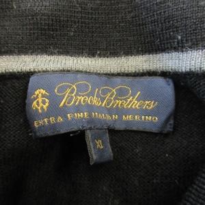 Brooks Brothers ポロシャツ ニット ウール XL 黒 ブラック 長袖 襟付き 無地 /CK27 GY61