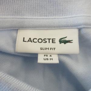 LACOSTE ポロシャツ US M SLIM FIT 青 サックス 無地 ポロシャツ襟 半袖 /CK25 GY61
