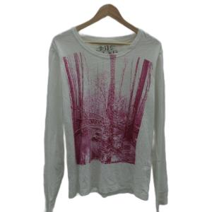 Tシャツ カットソー M オフホワイト 長袖 ラウンドネック プリント /YS16 GY61