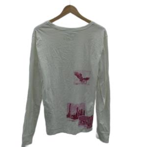 DIESEL Tシャツ カットソー M オフホワイト 長袖 ラウンドネック プリント /YS16 GY61