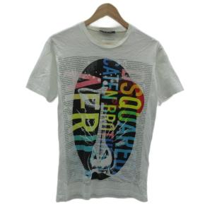 Tシャツ カットソー S オフホワイト 半袖 クルーネック グラフィックプリント /YS17 GY61