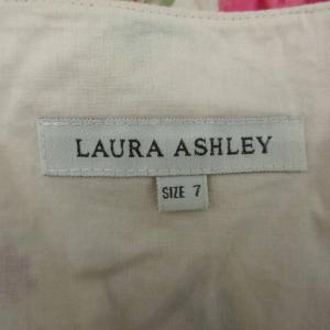 LAURA ASHLEY ワンピース 7 ライトベージュ 花柄 ノースリーブ ラウンドネック ロング丈 /YS19 GY61