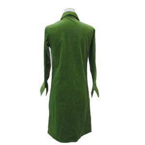 agnes b. シャツワンピース ミモレ丈 36 S 緑 グリーン 長袖 コーデュロイ /SM90 GY61