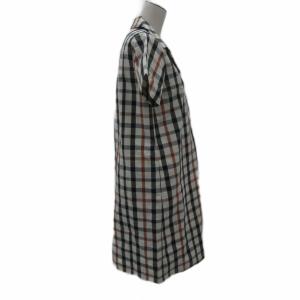 DAKS シャツワンピース ひざ丈 38 M ベージュ チェック柄 半袖 /SM94 GY61