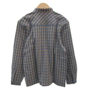 Christian Dior カジュアルシャツ L ブルーグレー チェック柄 バンドカラー 長袖 /SM1 GY61