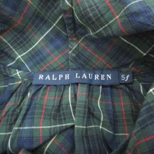 RALPH LAUREN シャツ ブラウス  5F L モスグリーン チェック柄 ボウタイ 長袖 /SM23 GY61