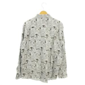 CASTELBAJAC ネルシャツ 48 グレー 長袖 コミック柄 フロッキー加工 レギュラーカラー /MN14 GY61