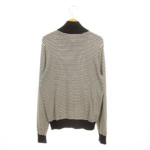 POLO JEANS ニットジャケット XL 白 ホワイト 黒 ブラック ボーダー柄 スタンドカラー 長袖 /MN19 GY61