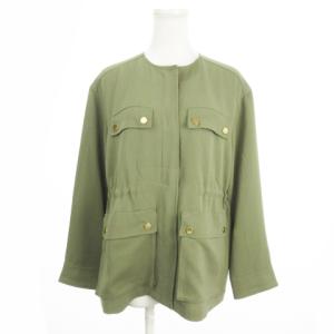 ノーカラーアーミージャケット 36 緑 グリーン 長袖 フラップポケット /MN31 GY61