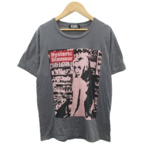 Tシャツ カットソー 半袖 M チャコールグレー ロゴプリント /SY9 GY61