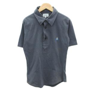 カジュアルシャツ 半袖 44 XS チャコールグレー 無地 オーブ刺繍 /SY15 GY61