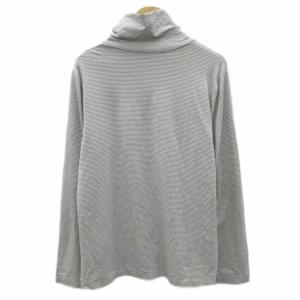 MACKINTOSH LONDON カットソー 長袖 44 XL グレー 白 ボーダー柄 タートルネック /SY17 GY61