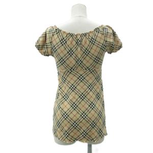 BURBERRY BLUE LABEL カットソー 半袖 38 M ベージュ チェック柄 リボン /SY18 GY61