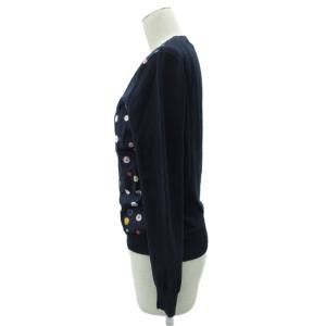 Paul Smith BLACK アンサンブルニット カーディガン ミドル丈 カットソー ノースリーブ M 紺 ボタン柄 総柄 ラウンドネック