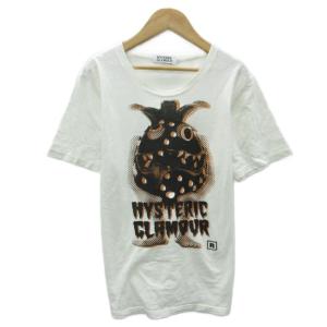 Tシャツ カットソー 半袖 M 白 プリント ラウンドネック /SY47 GY61
