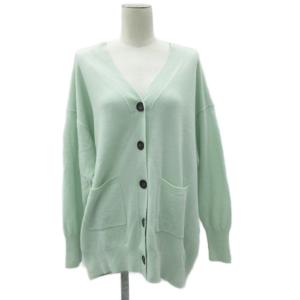 ニットカーディガン ミドル丈 カシミヤ 46 3L 大きいサイズ ミントグリーン Vネック /SM45