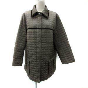 キルティングジャケット ステンカラー ロング丈 13 大きいサイズ カーキ /SM28 GY61