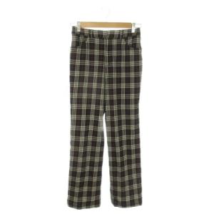 パンツ 36 黒 ブラック チェック柄 ロゴ刺繍 ストレート /AO10 GY61