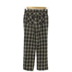 Burberry's BLUE LABEL パンツ 36 黒 ブラック チェック柄 ロゴ刺繍 ストレート /AO10 GY61