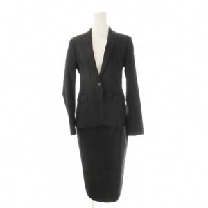 スーツ 38 黒 ブラック ノッチドラペル 長袖 タイトスカート 03-9904133-050-038