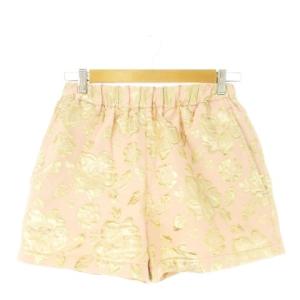 ショートパンツ 38 ピンク ゴールドカラー 花柄 ジャカード ショート丈 134694 /CK13 GY61