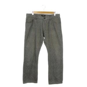パンツ 82 グレー ストレート グレンチェック ロゴ刺繍 /AO10 GY61