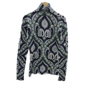 ニット カットソー タートルネック 長袖 カシミヤ L マルチカラー チャコールグレー 総柄 長袖 /HO16