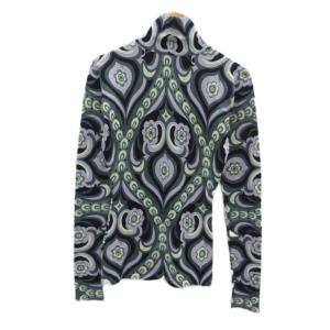 Emilio Pucci ニット カットソー タートルネック 長袖 カシミヤ L マルチカラー チャコールグレー 総柄 長袖 /HO16