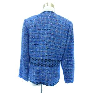 jun ashida ノーカラージャケット ミドル丈 11 L マルチカラー 青 ブルー ツイード /HO18 GY61