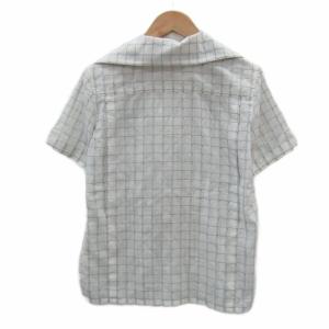 Christian Dior オープンカラーシャツ 半袖 M 白 チェック柄 シースルー /SY50 GY61