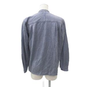 Christian Dior カジュアルシャツ シルク S 青 ブルー チェック柄 バンドカラー 長袖 /YS21 GY61