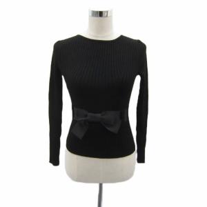 リブニット カットソー 長袖 38 M 黒 リボン GL-218633 /SY13 GY61