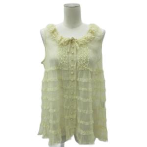 チュールベスト ミドル丈 ベージュ ドット柄 ティアードフリル /SM22 GY61