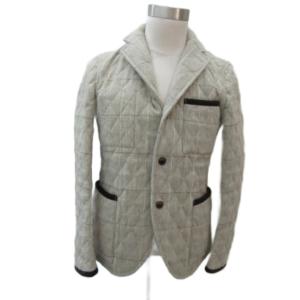 キルティングジャケット オープンカラー ミドル丈 L ベージュ 63-07-85-07207 /SM34