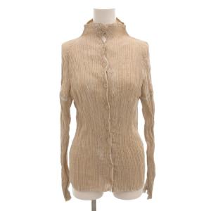 FETE カーディガン プリーツ シワ加工 02 グレージュ ブラウン