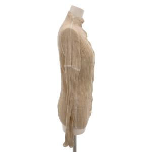 ISSEY MIYAKE FETE カーディガン プリーツ シワ加工 02 グレージュ ブラウン