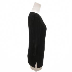 ISSEY MIYAKE FETE プリーツ カットソー ラウンドネック 七分袖 スリット 02 黒 ブラック /FF GY61