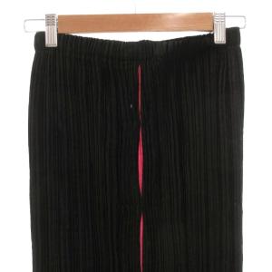ISSEY MIYAKE プリーツスカート ベロア調 バイカラー ロング イージー ゴムウエスト M 黒 ブラック /FF GY61