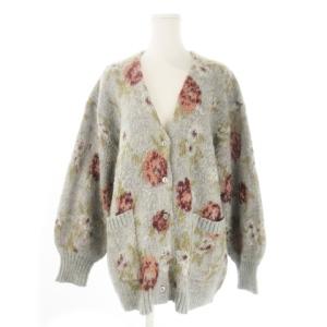 カーディガン F グレー ラメ 花柄 Vネック 長袖 /CK24 GY58