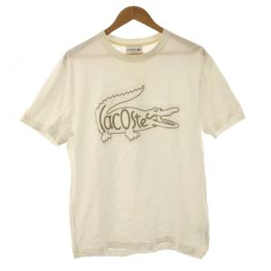 Tシャツ L 白 ホワイト ロゴ刺繍 ラウンドネック 半袖 /RP GY58