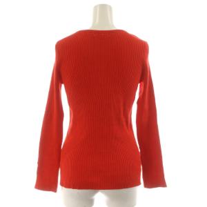 MACPHEE ニット カットソー S 赤 レッド 長袖 リブ編み ボートネック スリット /RP GY58