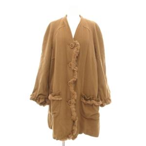 美品 中綿コート カシミヤ混 ラビットファー レース 11 キャメルカラー /UO GY61