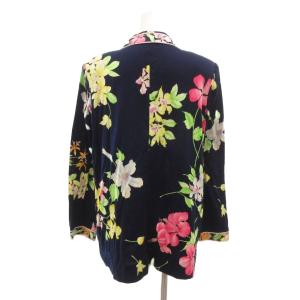 LEONARD FASHION テーラードジャケット 花がら プリント L 紺 ネイビー /JS GY61