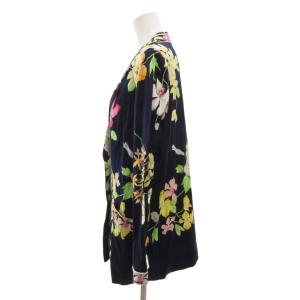 LEONARD FASHION テーラードジャケット 花がら プリント L 紺 ネイビー /JS GY61