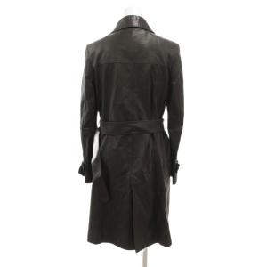TRUSSARDI レザーコート ロング ベルト 羊革 38 黒 ブラック /JS GY61