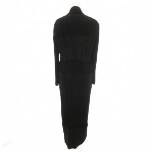 ISSEY MIYAKE プリーツ ロングコート S ブラック