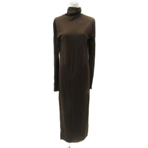 ニットワンピース L 茶 ブラウン タートルネック 長袖 マキシ丈 ロング丈 /YS20 GY61